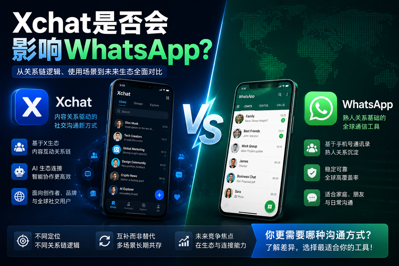 Xchat是否会影响WhatsApp？很多人忽略了使用场景差异