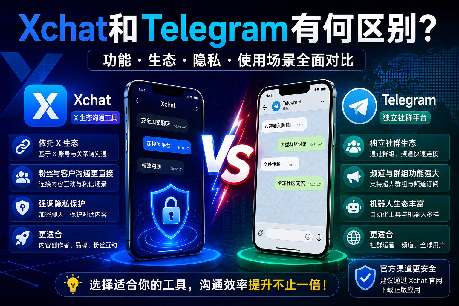 Xchat和Telegram有何区别？很多人一开始就理解错了